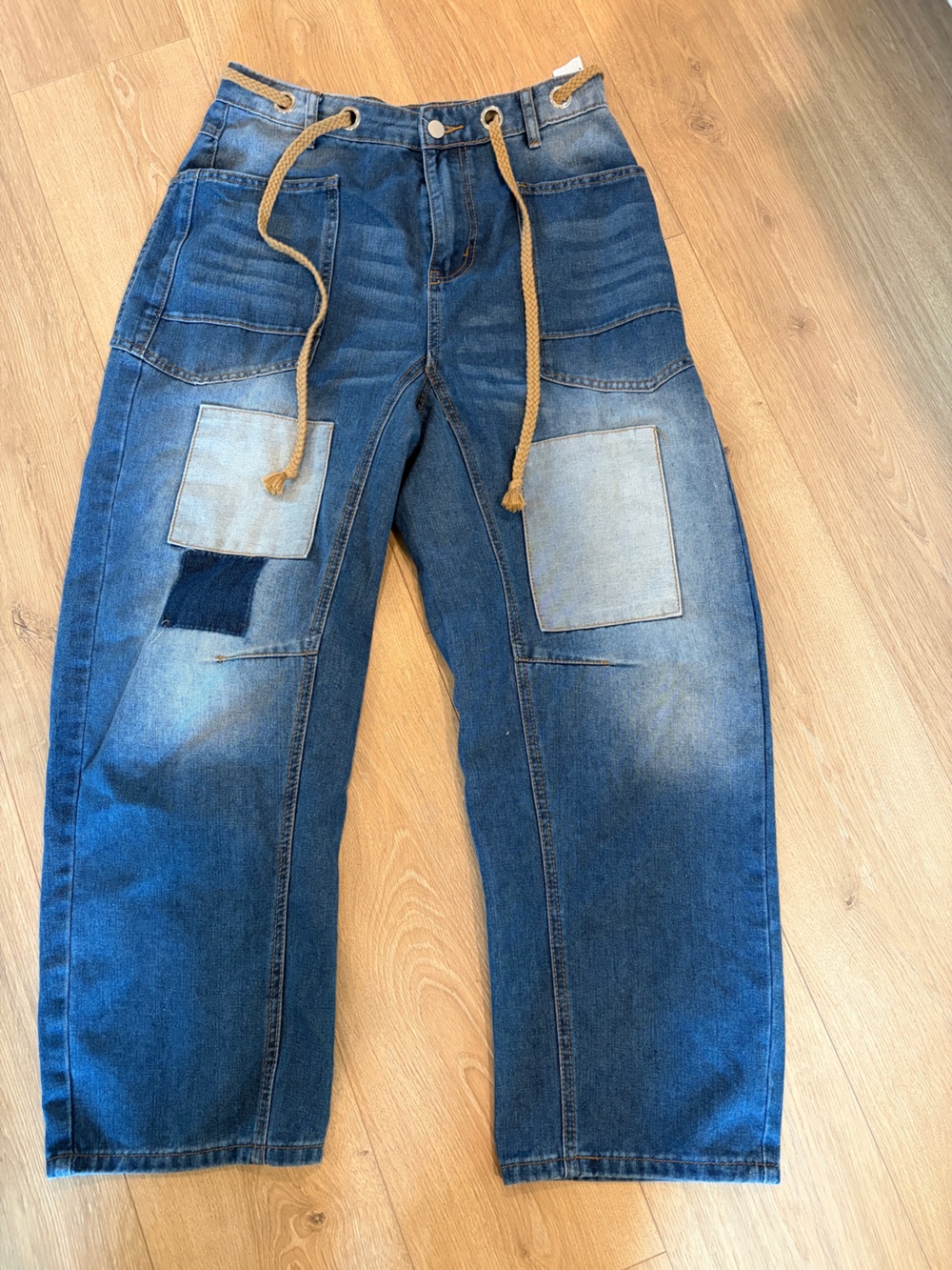 Women’s Blue Patchwork Denim Jeans